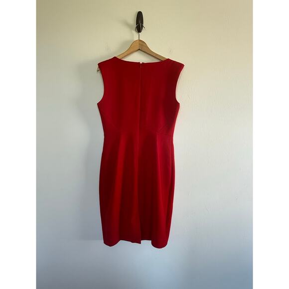 CLASSIQUES ENTIER bright cherry red sleeveless sheath knee length dress - Picture 6 of 8